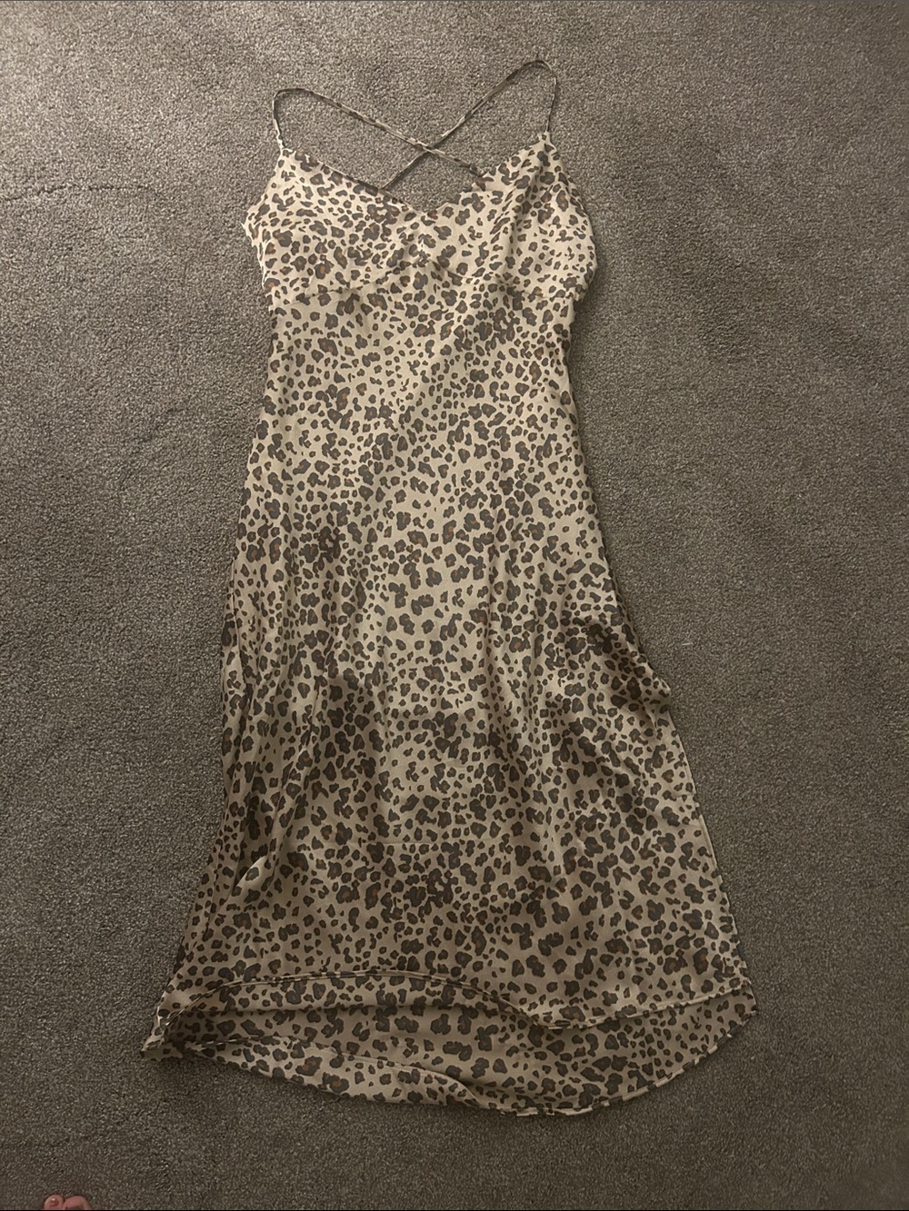 Abercrombie & Fitch Leopard-Print Slip Midi Dress - Beige Taupe